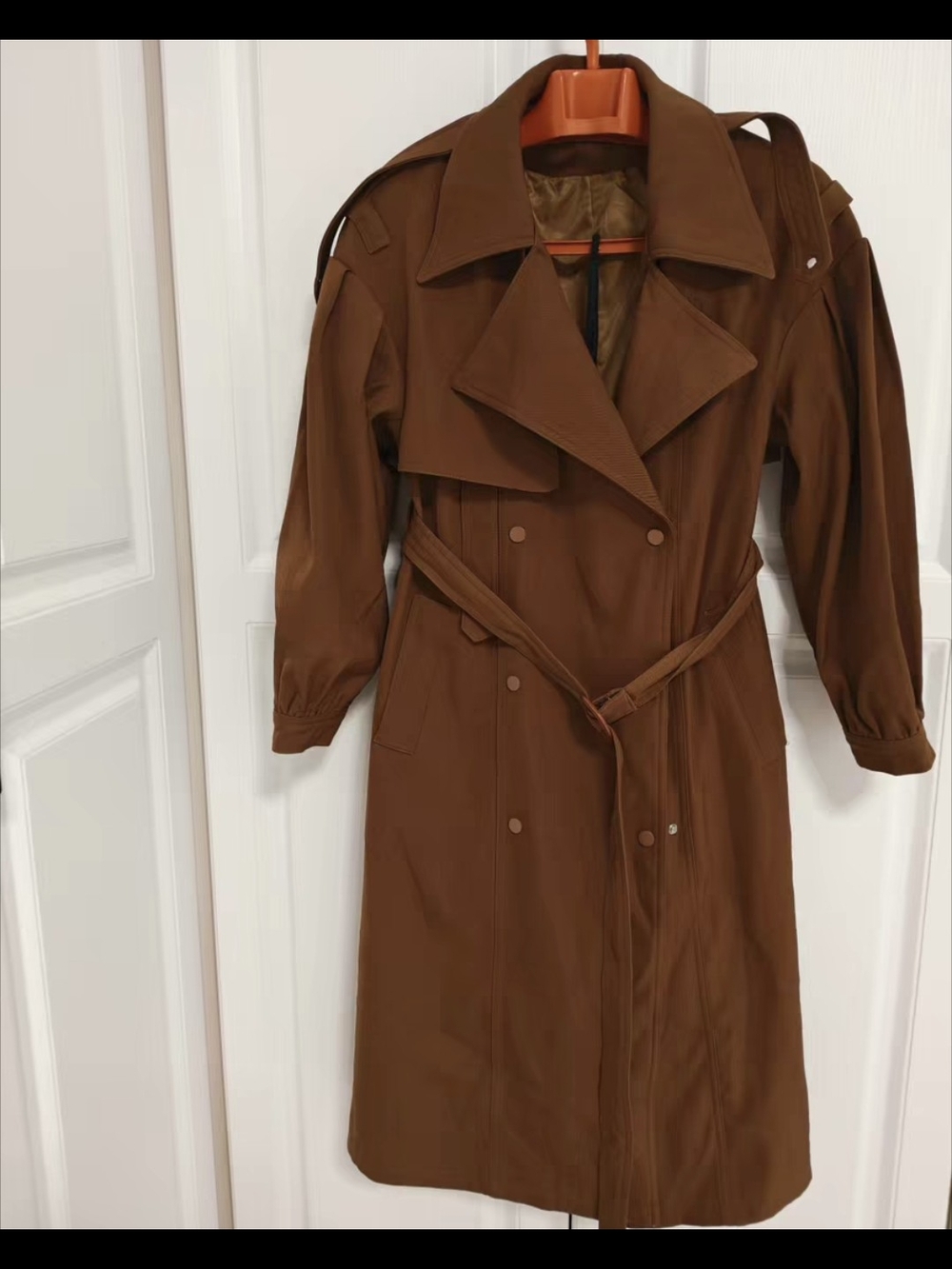 Classic Brown Trench Coat with Tie Belt